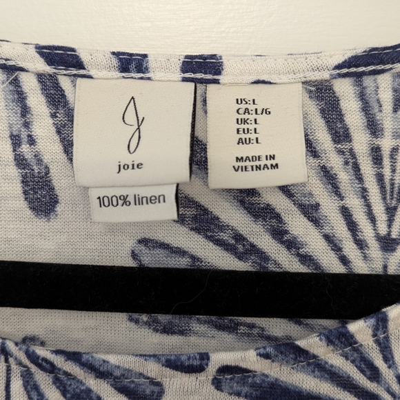 Joie 100% Linen Tropical Print Short Sleeve Top - Picture 6 of 9